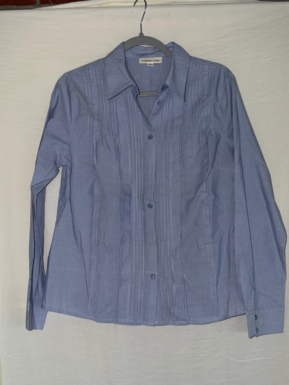 Coldwater Creek Light Blue Pinstriped Men's Button-Down Shirt